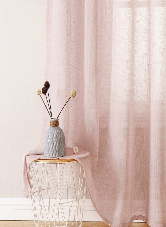 MISS SELECTEX Miss SELETEX Blush Pink Natural Linen Sheer Curtains for Living Room Elegant Kitchen Curtains Grommet Light Filtering Nursery Curtains Window Voile Linen Textured Panels for Bedroom 2 Panels 52Wx54L - Image 2